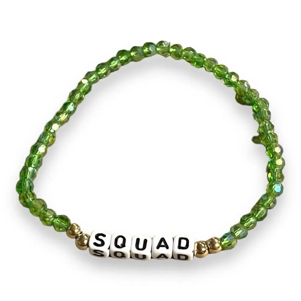 SQUAD Stretch Beaded Friendship Bracelets Set of 4 Orange Yellow Green Blue